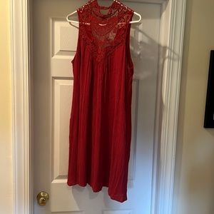 Lacey top dress- pretty fall color like a rusty red/brown- size L